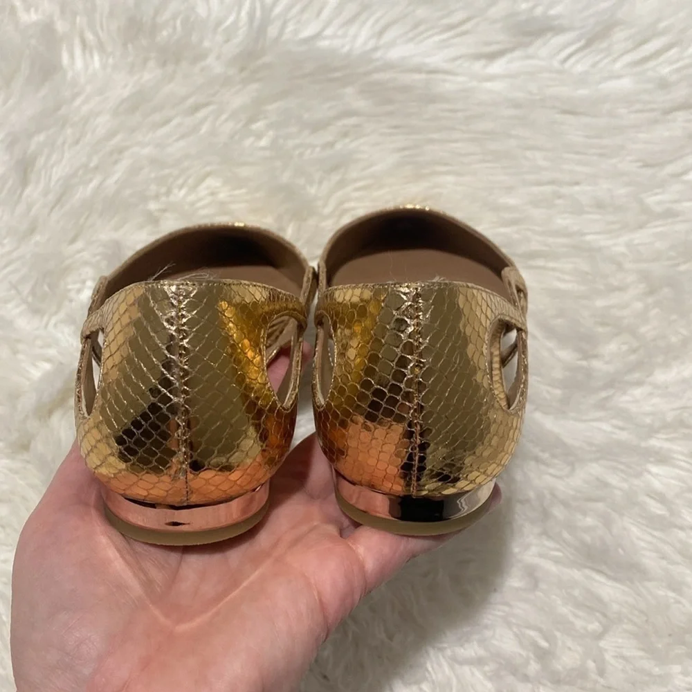 New Aquazurra Forever snake embossed pointed toe‎ flat size 38EU